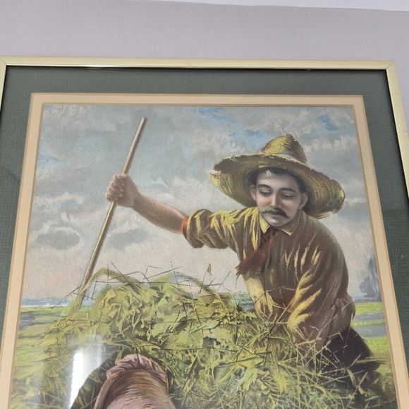 Harry Roseland He Loves Me Print On The Farm Man Admiring Women Pulling Petals - Picture 2 of 12